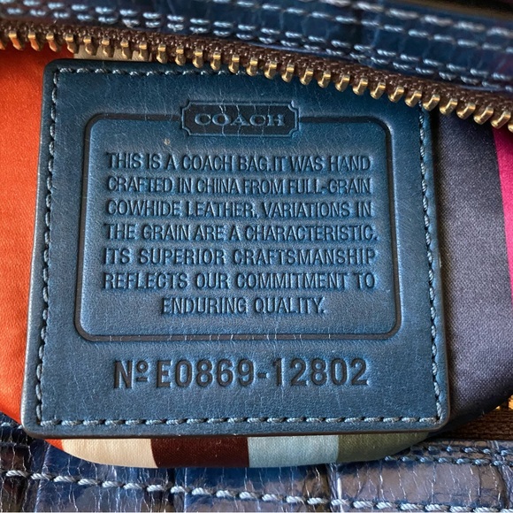 Coach RARE VINTAGE Blue Croc Embossed Legacy Leather Satchel - Picture 11 of 16